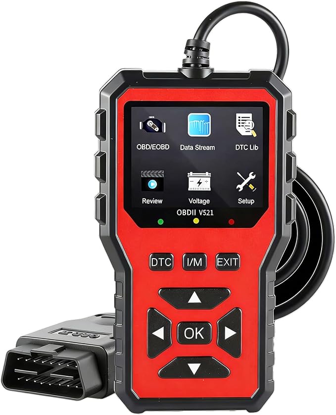 OBD2 Scanner Diagnostic Tool, 2026 Upgraded Car Code Reader (Red) | Car Diagnostic Scanner Tool, Check Engine Code Reader with Live Data, Mode 6/8, Battery Voltage, Read & Clear Error Code