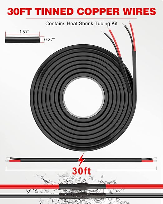 NAOEVO 18 Gauge Wire 2 Conductor Electrical Wire, 18 AWG Stranded PVC Cord, 12V Low Voltage/Tinned Copper/Flexible Cable for Automotive Wiring, Lamp Cord, Marine Cable (30FT)