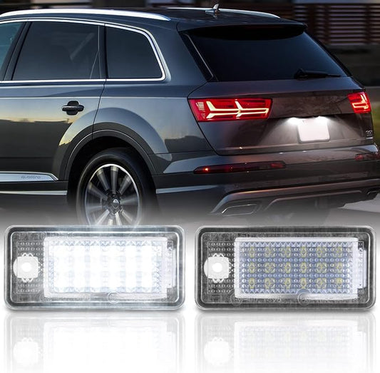 Full SMD LED License Plate Lights LED Tag Lamps Compatible with Audi A3 S3 A4 S4 A6 S6 C6 A8 S8 Q7 RS4 License Number Plate Lamps Avant quattro Cabriolet License Plate Light, White 6000K, Pack of 2