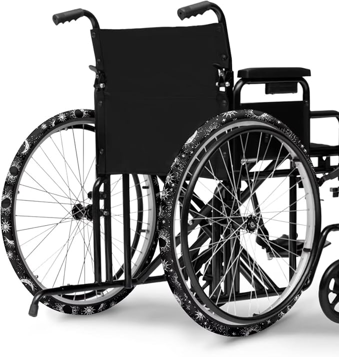 Moon Sun Wheelchair Wheel Covers Non-Slip Wheelchair Accessories Tyre Covers to Protect Floors Carpets Fits 24" Wheels Set of 2 Pairs
