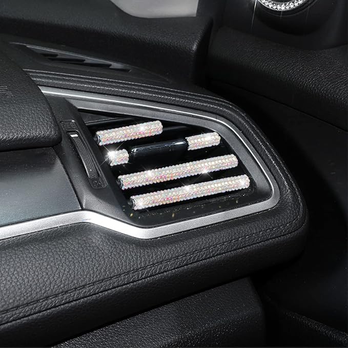 10 PCS Bling Car Air Vent Outlet Trim, Rhinestone Air Conditioner Decoration Strip for Vent Outlet, Universal Bendable Trim Interior Accessories for Most Air Vent Outlet (Multicolor)