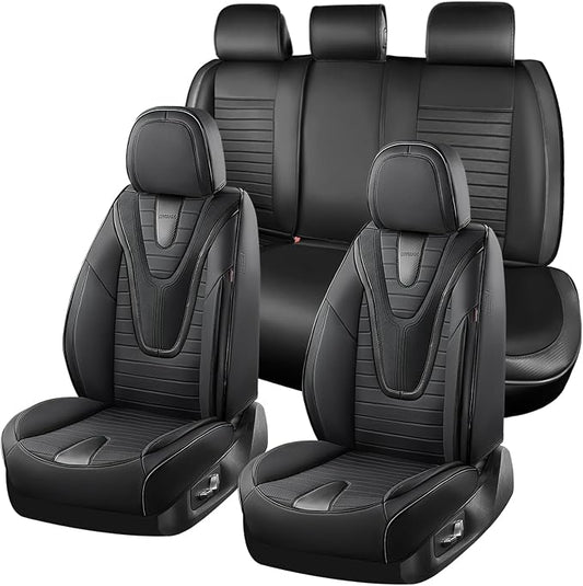 Coverado Car Seat Covers Front Seats, 2 Pack Waterproof Leather Front Seat Covers, Universal Fit for Cars SUVs Sedans,Black