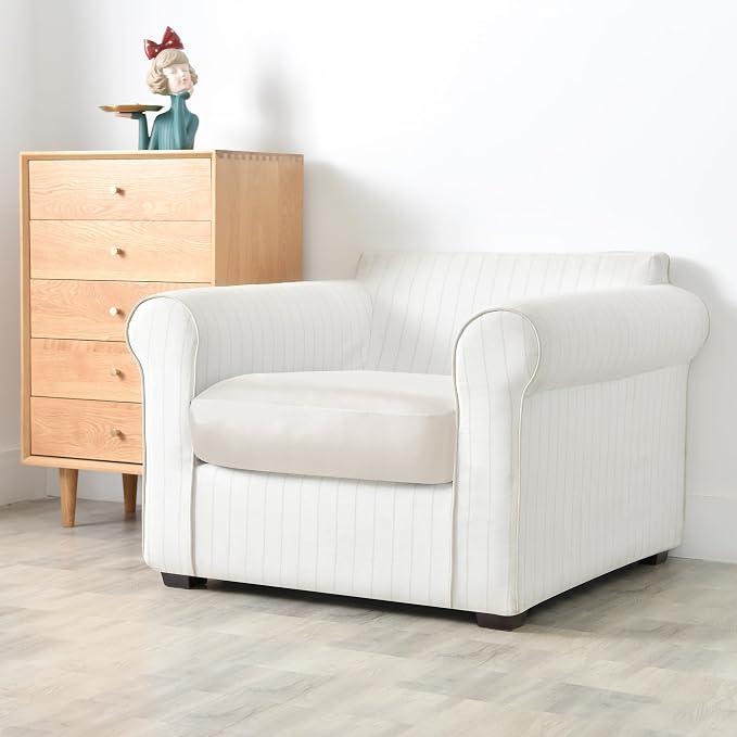 Yates Home PU Leather Couch Sofa Cushion Slipcover Water-Proof Elastic Chair RV Seat Covers Loveseat Sofa Furniture Protector Slip Cover for Settee Seater Replacement in Living Room（Chair, Ivory）