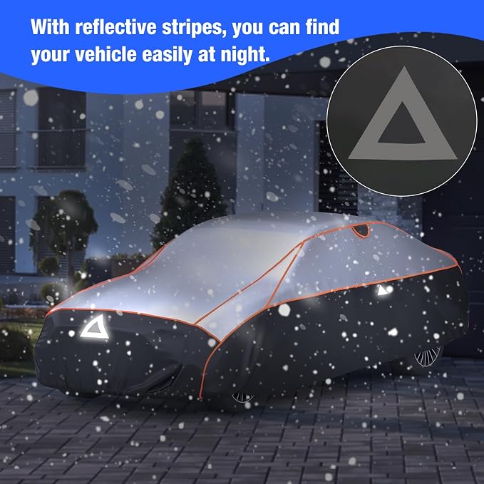 Favoto Hail Protector Car Cover Waterproof Sedan Car Cover | Hail Snow Rain Protection Padded Outdoor Heavy Duty with Reflective Strips Full Exterior Cover Fit for Sedans up to 194"