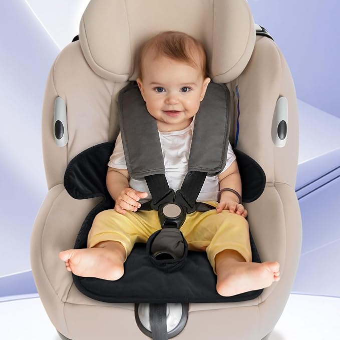 INFANZIA Dry Seat, Car Seat Protector Waterproof Carseat Liner Potty Training Toddlers, Baby and Infants, Piddle Pad for Carseats Strollers (Black and Gray, 2-Pack)