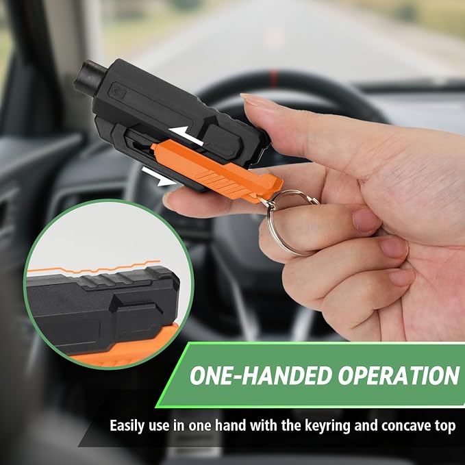 SINSEN Window Breaker Seatbelt Cutter, Car Safety Hammer Escape Tool for Visor Clip, Portable Escape Kit, 2 Pack