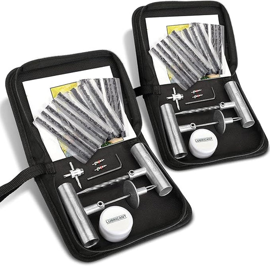 BETOOLL Tire Repair Kit, Sets of 2-24pcs Professional Heavy Duty Universal Emergency Flat Tire Repair Kit, for car Motorcycle, Truck, Golf Cart, ATV, Tractor, ARB, RV, SUV, Trailer etc.(Black)