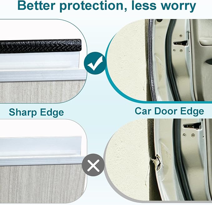 65.6FT Car Door Edge Guard Trim U Shaped Metal Clips No Adhesive Protector | Flexible Car Door Protector, Easy to Trim for a Precise Edge Fit, Scratch-Resistant, Protects from Wall Scuffs and Dings