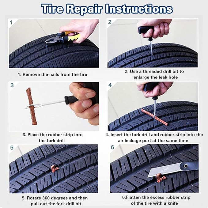Tire Repair Nail Vacuum Tire Repair Kits Tire Screws Plug Fast Tool Self-Service Suitable for Car Motorcycle Jeep Tire Puncture Repair (50Pcs)