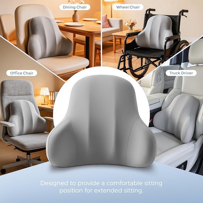 BABUR Ergonomic Memory Foam Lumbar Support Pillow for Car, Back Pain Relief | Ergonomic 100% Memory Foam, Back Pain Relief, Comfort Lower Back Support for Office Chairs, Car Seat, Wheelchair