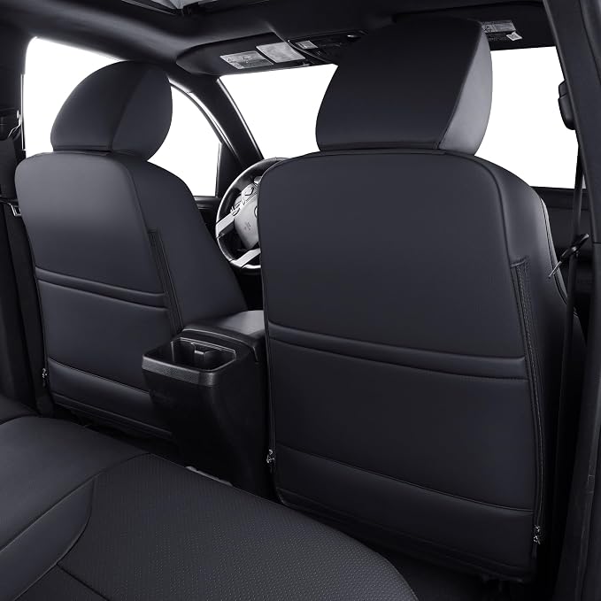 LUCKYMAN CLUB Tacoma Custom Fit Seat Covers for 2024 2025 Tacoma Crew Cab with Faux Leather (Black & Red)