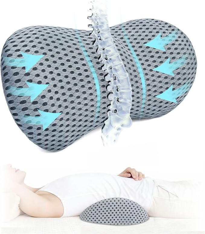 Lumbar Support Pillow for Office Chair, Ergonomic Memory Foam Back Cushion for Lower Back Support, Breathable Mesh Lumbar Cushion for Car Seat, Desk Chair & Long Sitting Relief