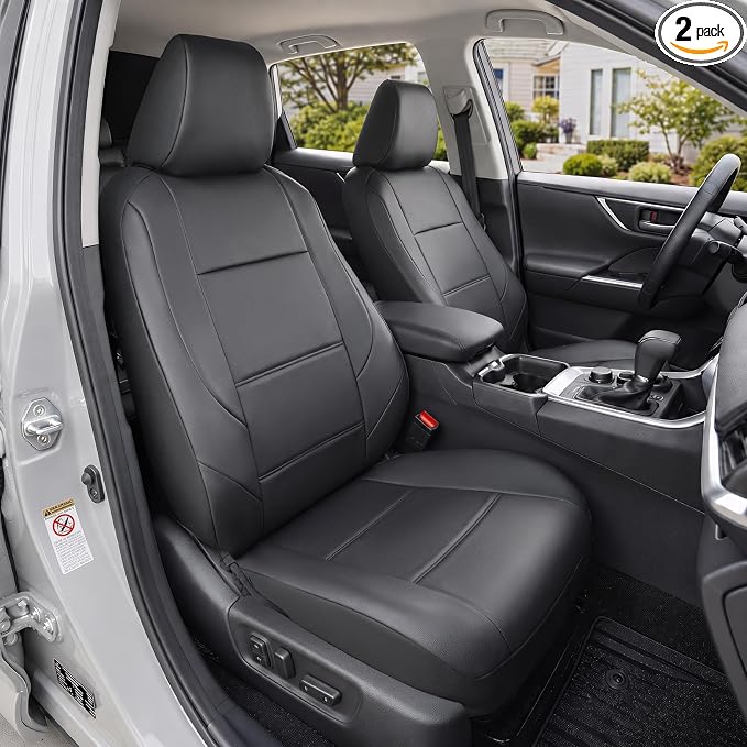 GIANT PANDA Front Seat Covers for Nissan Rogue Altima Sentra Versa Kicks Frontier Murano Pathfinder Maxima,Faux Leather Bucket Seat Cover Fit Nissan Seat Protectors (Black) 2-Pack
