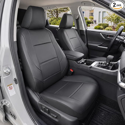 GIANT PANDA Front Seat Covers for Nissan Rogue Altima Sentra Versa Kicks Frontier Murano Pathfinder Maxima,Faux Leather Bucket Seat Cover Fit Nissan Seat Protectors (Black) 2-Pack