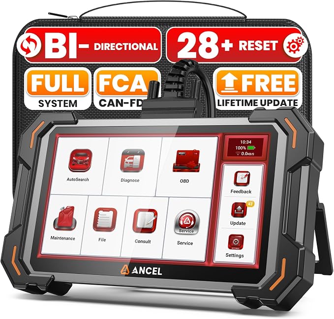 ANCEL DS500 Elite OBD2 Scanner, Full System Car Code Reader, Bidirectional Scan Tool, 28+ Reset Functions, ABS SRS Transmission Check Engine Code Reader, CAN FD FCA Auto Auth, Lifetime Free Update