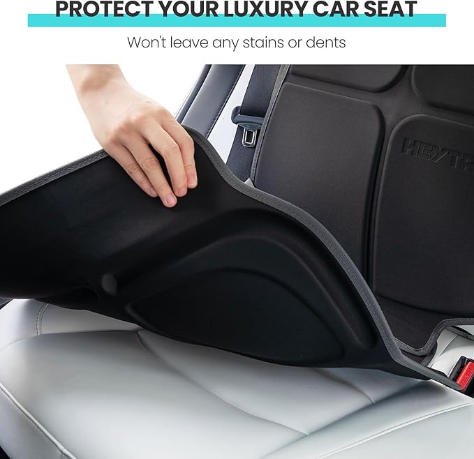 HEYTRIP Car Seat Protector, 2 Packs, Rear-Facing/Forward Facing Car Seat Mat for 0~12 Years Old Children, Waterproof, Easy Cleanup, Non-Slip, Fit Most Car Seats(Black Blue)