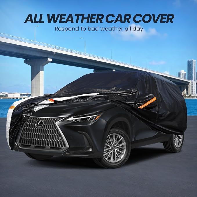 Multi-Layer Car Cover Custom Fit for Lexus NX/NX250/NX300/NX350(2014-2026), 100% Waterproof All Weather for Automobiles, Gift with Towel, Heavy Duty Car Covers for Rain Sun UV Protection with Zipper.