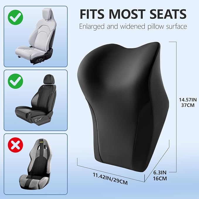 BABUR Car Neck Pillow, Car Headrest Pillow for Neck Suppor Driving Seat | Soft Memory Foam, Ergonomic Design Fits Most Car & Office Chairs, Head Rest Pillow for Long Drives, Machine Removable Cover
