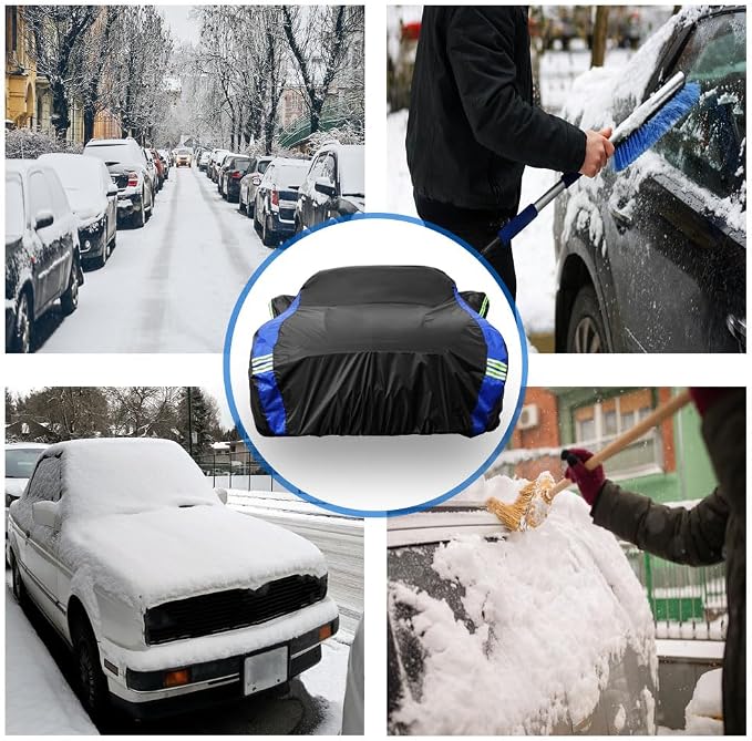 Avecrew Car Cover for Ford Mustang Waterproof All Weather for Automobiles, Outdoor Full Exterior Covers Fit Sedan Without Zipper Door Design