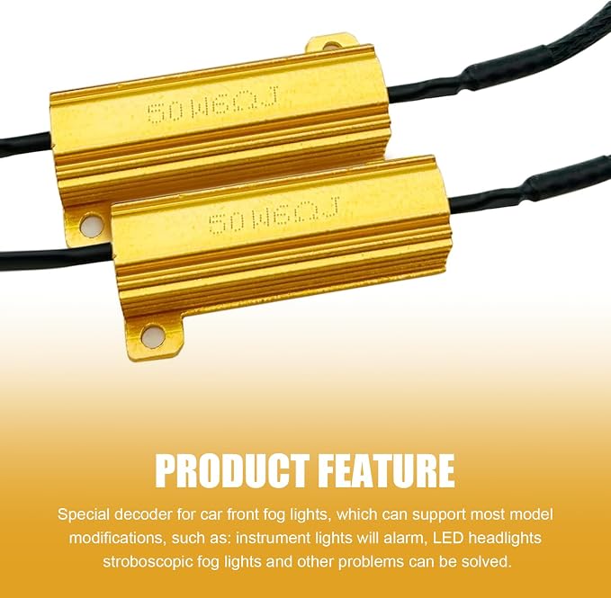 2 PCS Car LED Light Bulb Decoder, 9005/9006 50W Load Resistor, Headlight Bulb Anti Flicker Error Decoder, Car Light Bulb Relay Harness Adapter, Universal for Most Cars