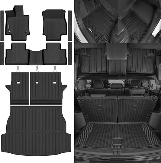 Naibeve Floor Mats for 2019-2025 Toyota RAV4 Hybrid (Not for Gas) | All Weather Custom Fit Floor Mats, Cargo Mat, Backrest Mats, Door Sill Guards Interior Protector accessories