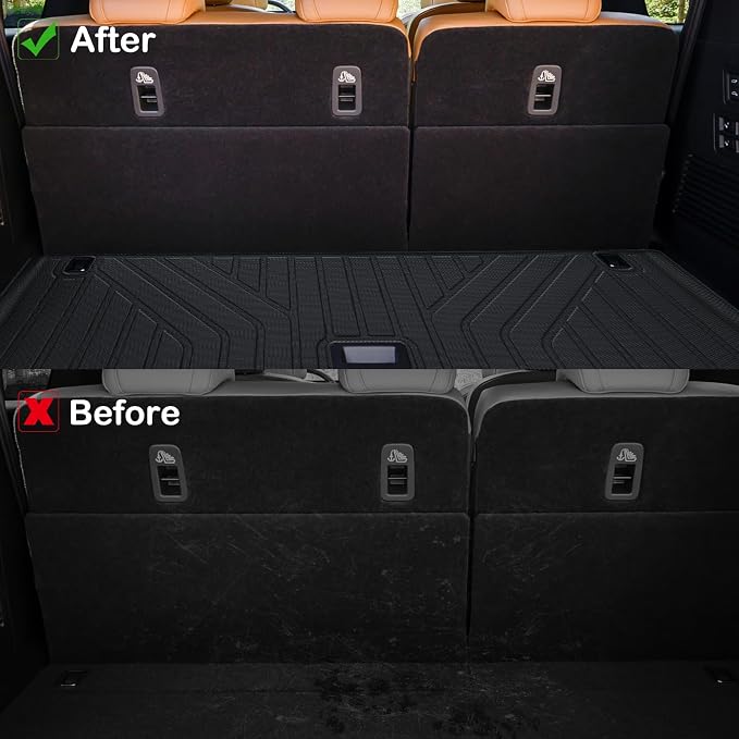 Floor Mats for 2025 Nissan Armada 8 Seats Upgrade Trunk Mat All Weather Floor Liners TPE Rubber Cargo Liner Fit for Nissan Armada 2025 Anti-Slip Full Set Automobile Mats Accessories