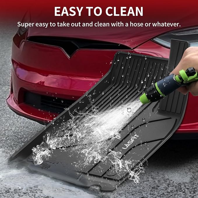 LASFIT Trunk Mats Fit for Tesla Model X & Model X Plaid 6 Seater / 7 Seater 2025 2024 2023 2022 2021, Custom Fit TPE All Weather Waterproof Cargo Liners, Black