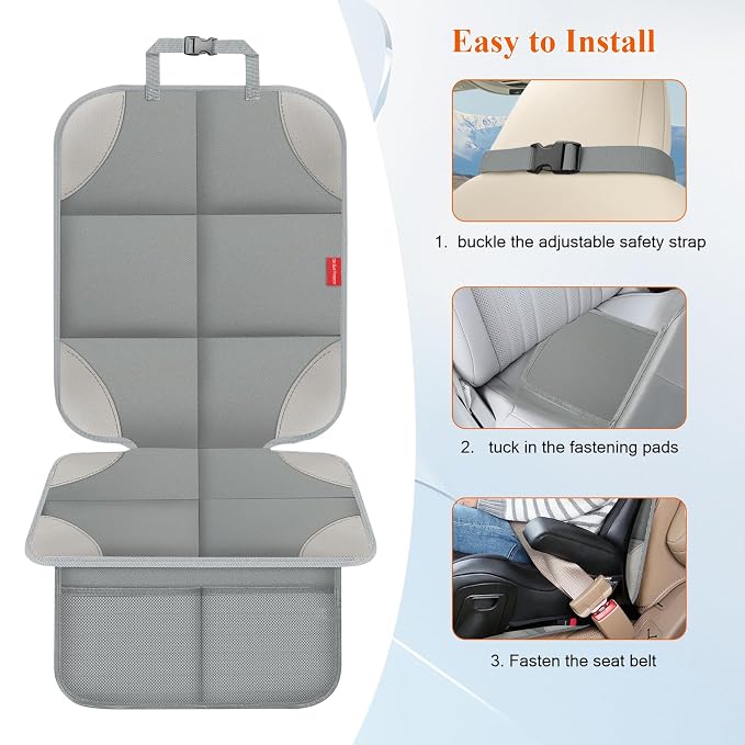 Car Seat Protector for Child Car Seat, 600D Fabric Safe Car Seat Cover with Upgraded Non-Slip Backing, Waterproof Carseat Seat Protectors with Thick Pad, 1PCS