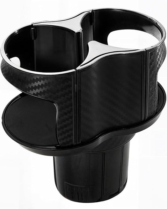 Double Cup Holder for Car, 2 in 1 Extra Cup Insert with Expandable Base, Multifunctional Extender Expander Adapter with Elastic Open-Close Cup Mouth, Adjustable Bracket FOR 2.1''-2.9'' BOTTLE DIAMETER