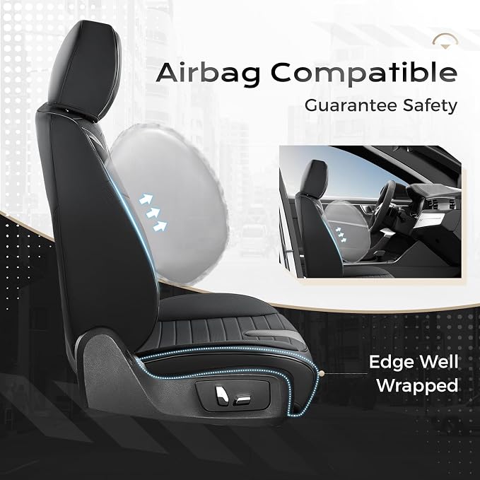 Coverado Car Seat Covers Front Seats, 2 Pack Waterproof Leather Front Seat Covers, Universal Fit for Cars SUVs Sedans,Black