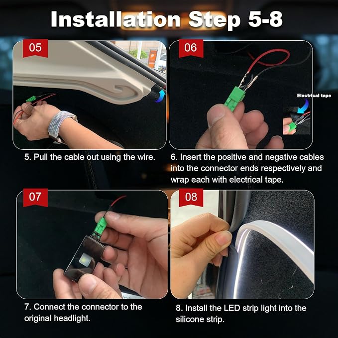 Car LED Strip Lights, 4m/13.12ft Waterproof Car Trunk Light Strip, Warm Color 3200k, Flexible Cutting Silicone, Auto On/Off, Low Voltage 12V LED Strip Lights for Cars