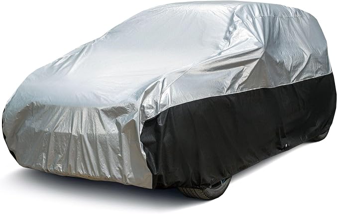 Season Guard Ultimate Plus SUV Crossover Car Cover,100% Waterproof Aluminium with Cotton Fleece and Breathable Fabric with Two Extra 19.6ft Windproof Tie Down Straps,Fits SUV up to 206"