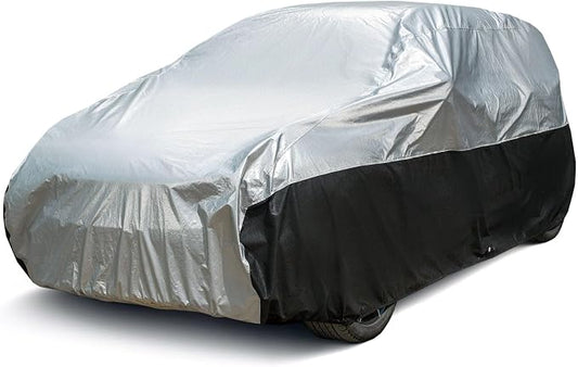 Season Guard Ultimate Plus SUV Crossover Car Cover,100% Waterproof Aluminium with Cotton Fleece and Breathable Fabric with Two Extra 19.6ft Windproof Tie Down Straps,Fits SUV up to 206"