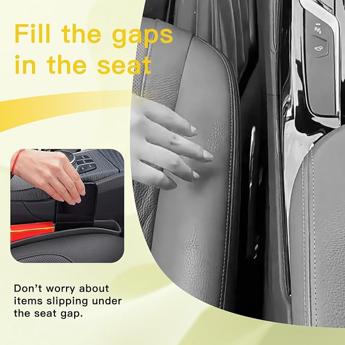 2PCS New Car Seat Gap Stopper with 2 Storage Areas，Car Seat Gap Storage Organizer for Phone Keys Wallet，Universal Car Seat Gap Filler Interior Accessories (Beige)