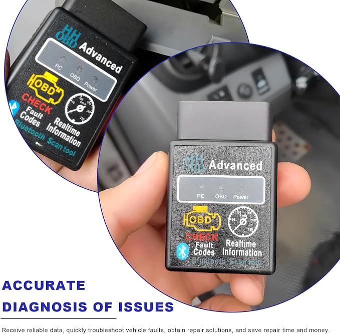 Bluetooth OBD2 Scanner for Car, OBDII Wireless Fault Code Reader Auto Engine Diagnostic Tester w/Exclusive App, Professional Vehicle OBD2 Adapter Scan Tool for Phone & PC