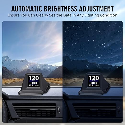 OBD2 Digital Speedometer Heads Up Display for Car OBD2 & GPS Dual System HUD Speedometer MPH Can be Installed on A-Pillar with RPM, Water Temp, Volt, 4 Alarms Only Works on Most 2008+ Sedan Cars