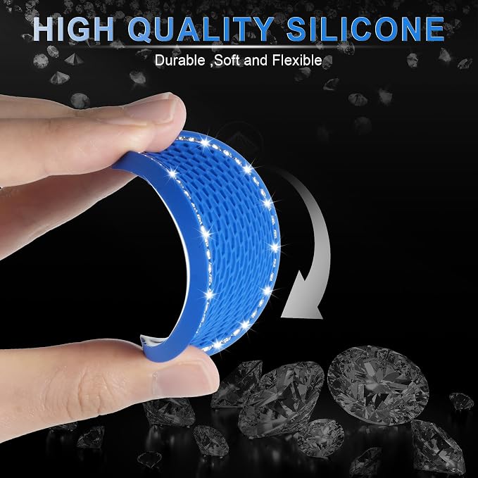 JUSTTOP Car Cup Holder Coaster, 2 Pack Universal Auto Anti Slip Cup Holder Insert Coaster, Bling Crystal Rhinestone Car Interior Accessories-Deep Blue