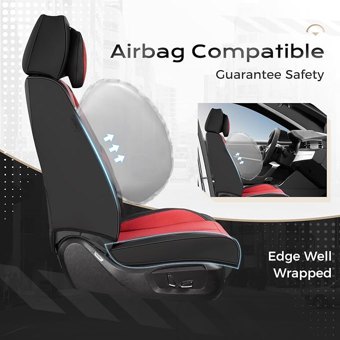 Coverado Car Seat Covers, Seat Covers for Cars, Waterproof Leather Auto Seat Protectors, Leather Car Seat Cushion, Car Interiors Accessories Universal Fit for Most Cars
