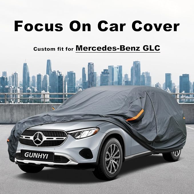 GUNHYI Premium Car Cover Custom Fit Mercedes-Benz GLC 300 350e (2016-2026), 16 Layers Heavy Duty Car Cover Waterproof All Weather with Zipper Door for Sun Rain Snow Dust Uv Protection