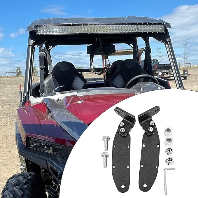 Dasen 42" LED Roof Light Bar Brackets Fit for Polaris General 2016-2026 | Windshield Roll Cage Light Mount, For Straight Curved Light