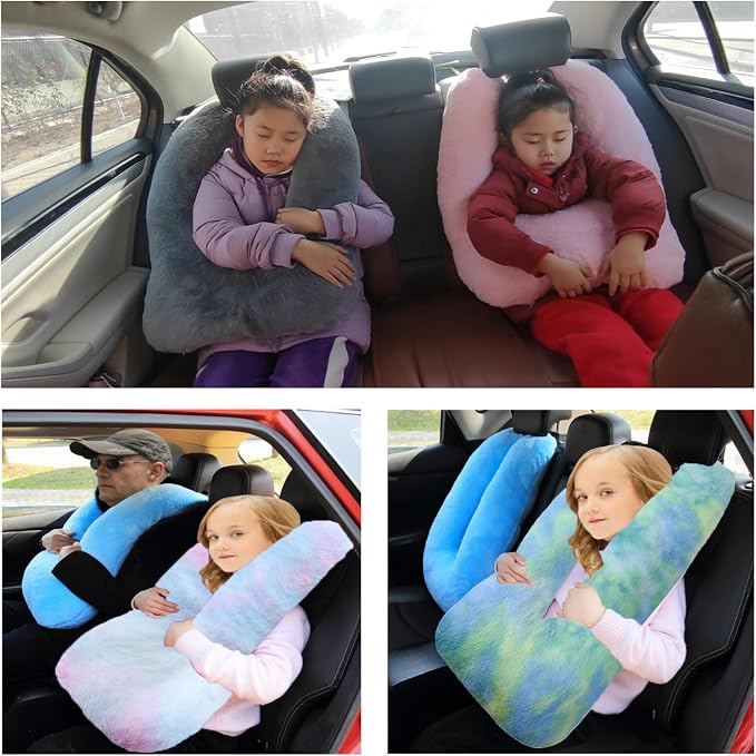 FHSGGP Travel Pillow Car Pillow Kid Car Sleeping Colorful Blue | The Sleeping Aid for Adults and Kids on Road Trips Kids Travel Pillow