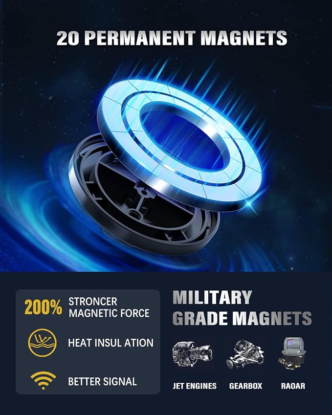 Magnetic Car Mount Charger 15W Magnetic Wireless Car Charger for iPhone 17 Accessories Magnetic Phone Holder for Car 3 in 1 Magnetic Car Mount for iPhone17Pro/16/15/14/13/12 Series Gifts for Men Women | N52 Strong Magnets, 360° Rotation, Dashboard & Ve...
