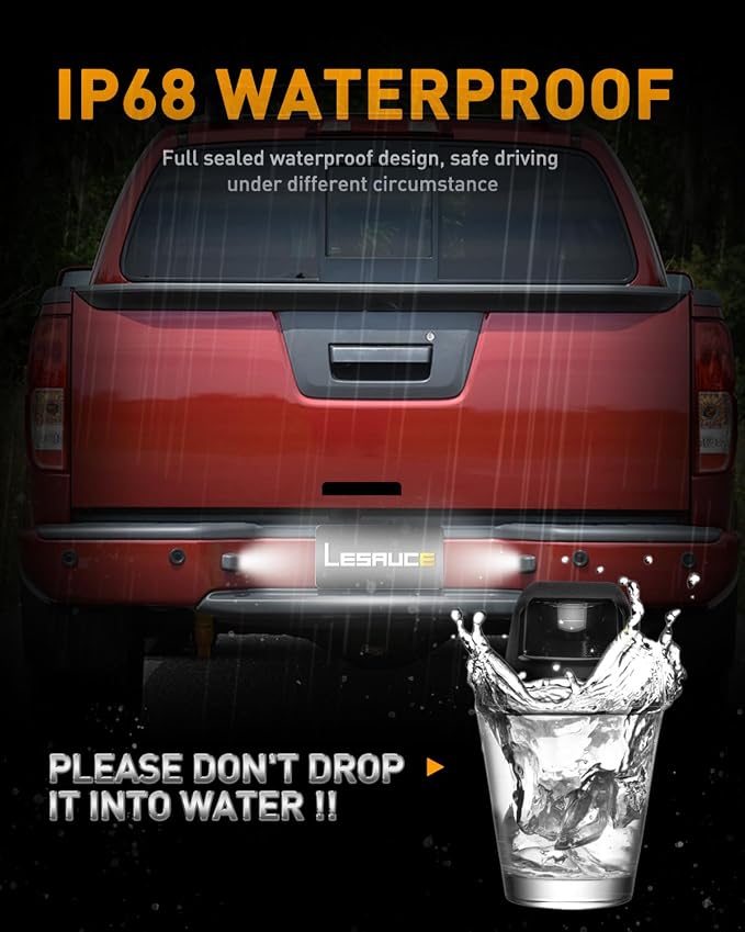 LESAUCE License Plate Light Rear Bumper Tag Lamp with Housing Cover Fit For 2007-2019 Nissan Frontier, 2008-2015 Armada, 2007-2015 Titan, 2007-2015 Xterra, 2009-2012 Suzuki Equator, 2PCS