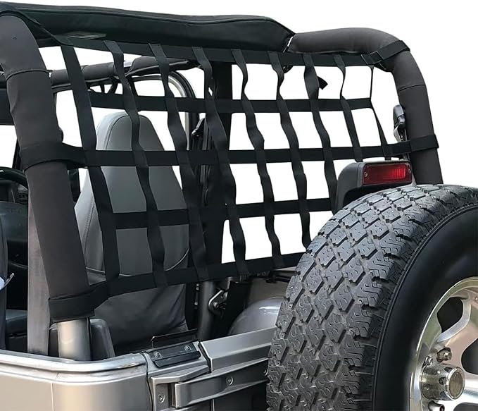Mesh Cargo Net Roof Top Netting Hammock for Jeep Wrangler YJ TJ JK JKU JL JLU 1987-2024 & Gladiator JT Accessories, Small Cargo Nets Black