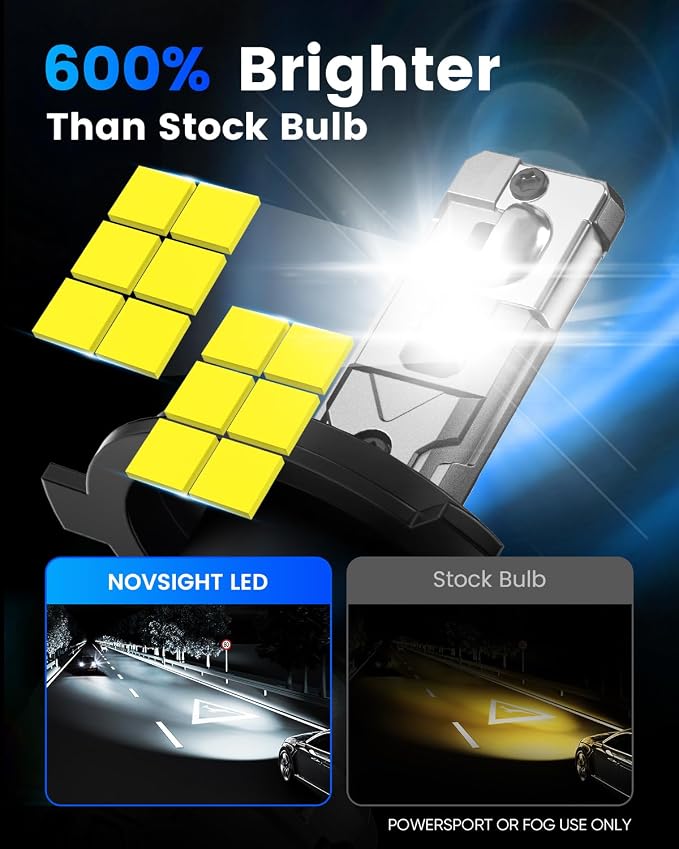 NOVSIGHT H4/HB2/9003 Bulbs Upgraded, 400% Brightness H4 Fog Bulbs, Quick Installation HB2/9003, Pack of 2