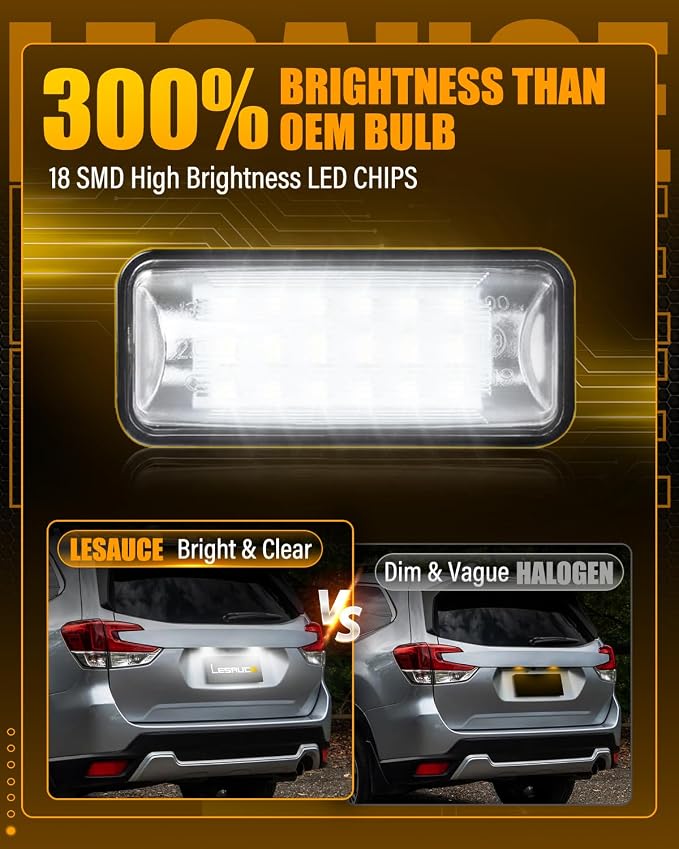 LESAUCE LED License Plate Light For Subaru Impreza WRX STI XV Crosstrek BRZ Legacy Forester Scion FR-S Toyota 86, 6000K White LED Tag Lights, IP68 Waterprooof, 2PCS