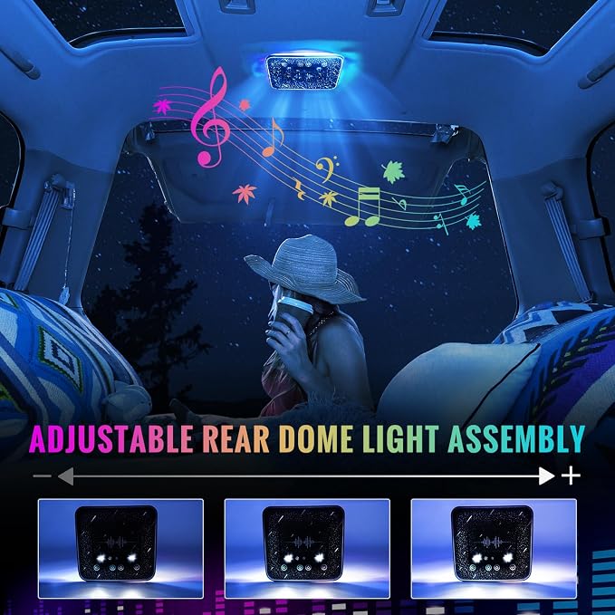 Universal Car Roof Dome Lights Replacement,Adjustable LED Ceiling Lamps Assembly w/Touch Screen,Car RV Interior Lighting w/Door Trigger Switch,Over-Head Roof Ambient Light,RGB (Meteor Style)