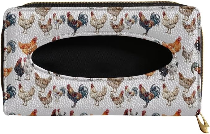 PU Leahter Tissue Box Sun Visor Napkin Holder Rooster Hanging Sun Visor Napkin Holder Easy to Install Easy Fixed