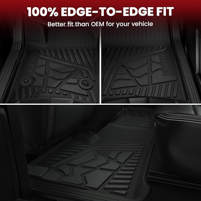 LASFIT Floor Mats for Ford F250 F350 F450 2017-2026 Regular Cab Front Bench Seat (Not Fit Row Bucket Seating) Vinly Floor Super Duty All Weather Protector TPE Car Floor Liner, only 1st, 1pcs Black