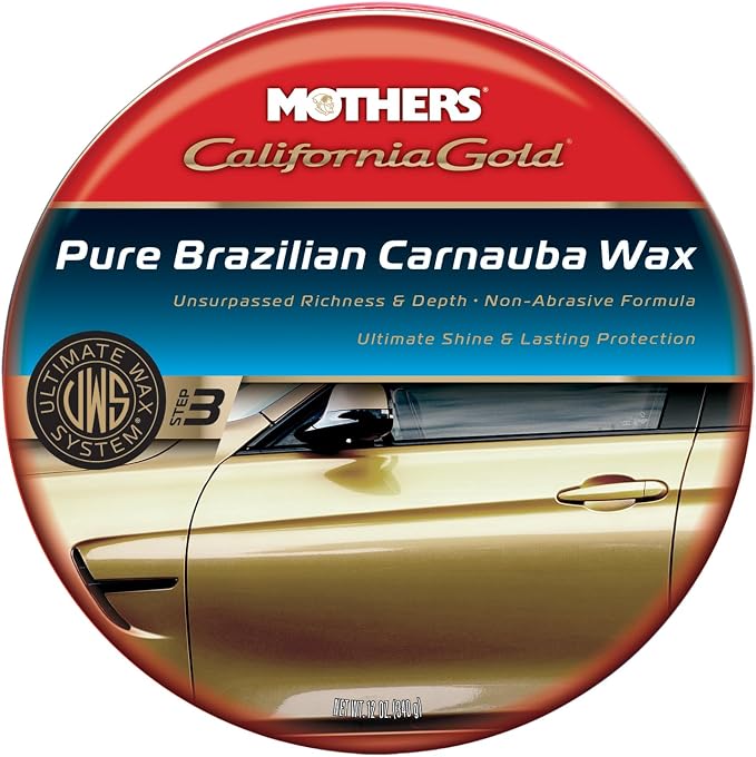 Mothers California Gold Pure Brazilian Carnauba Wax, 12 oz. Paste (05550) | Ultimate Wax System Step 3, Delivers Deep Shine & Long-Lasting Protection, Enhances Richness & Depth for All Paints